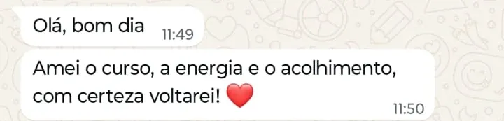 Print de WhatsApp com o depoimento de Stefani sobre o curso Preenchimento Avançado