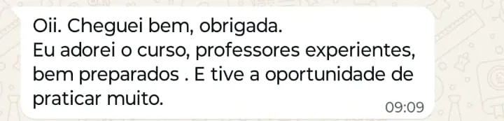 Print de WhatsApp com o depoimento de Adriane Besckow sobre o curso Toxina Botulínica